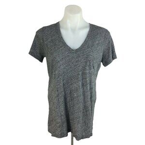 Madewell Heather Charcoal Short Sleeve V-Neck Whisper Cotton Shirt Top Medium
